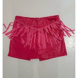 Two 2 Fly Co Round Up Skort Womens XL Pink Faux Leather Fringe Western Festival